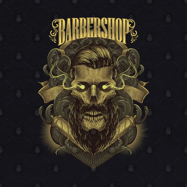 Barbershop Skull Beard by Tonymidi Artworks Studio